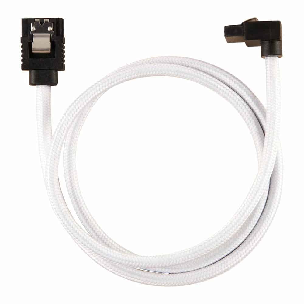 (image for) Corsair 60cm White Premium Braided Sleeved 90° SATA Data Cable